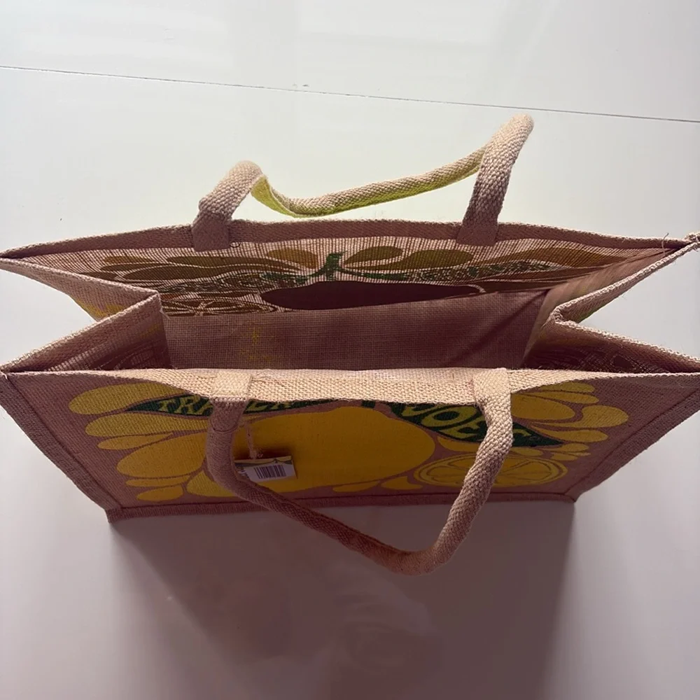 NWT Trader Joe's Yellow Lemon Jute Tote Bag - Picture 3 of 6